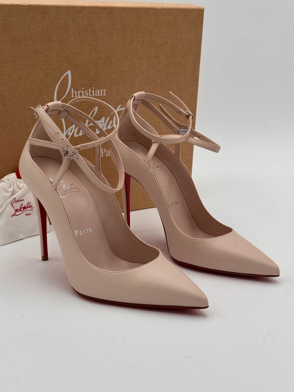 Christian Louboutin Conclusive 100 Double Ankle strap Heels Pumps Shoes 35.5